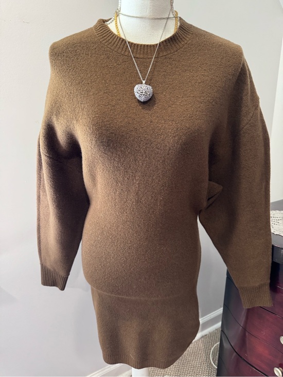 Zara Dresses & Skirts - Zara Brown Crewneck Knit Sweater Dress